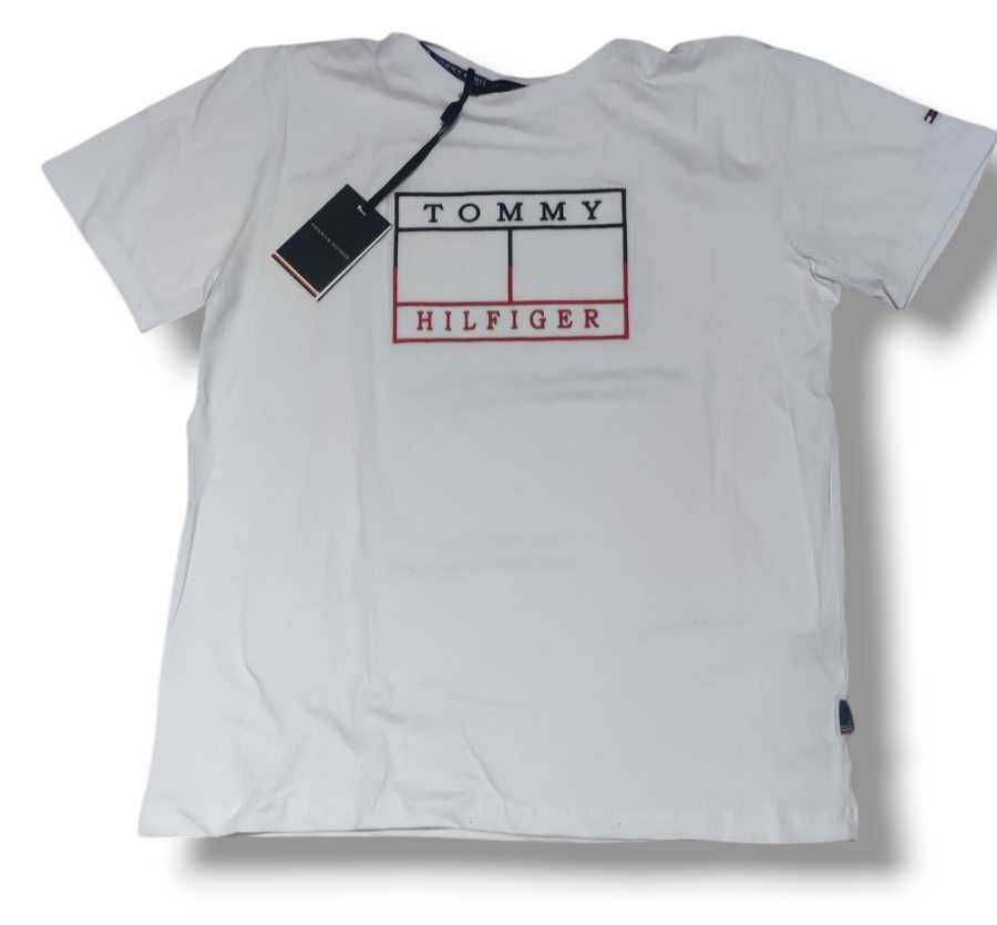 Nowy męski biały t-shirt koszulka Tommy Hilfiger rozmiar XL