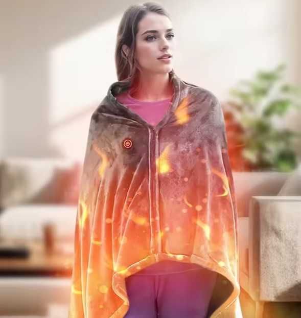 Плед електроковдра пончо з 3 режимами нагріву від USB