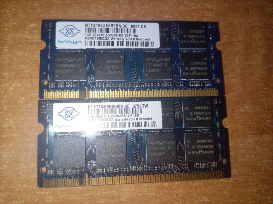DDR2 1 и 2 Gb, оперативная память для ноутбука SO-DIMM