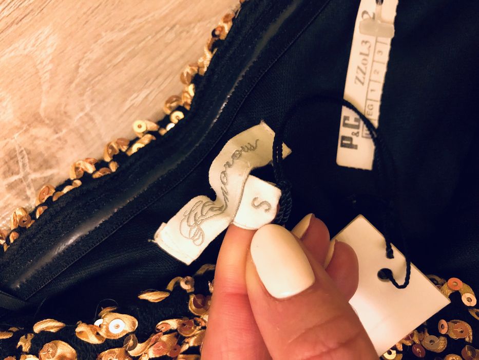 Sukienka sylwestrowa czarna złota Glamorous S / M nowa z metką