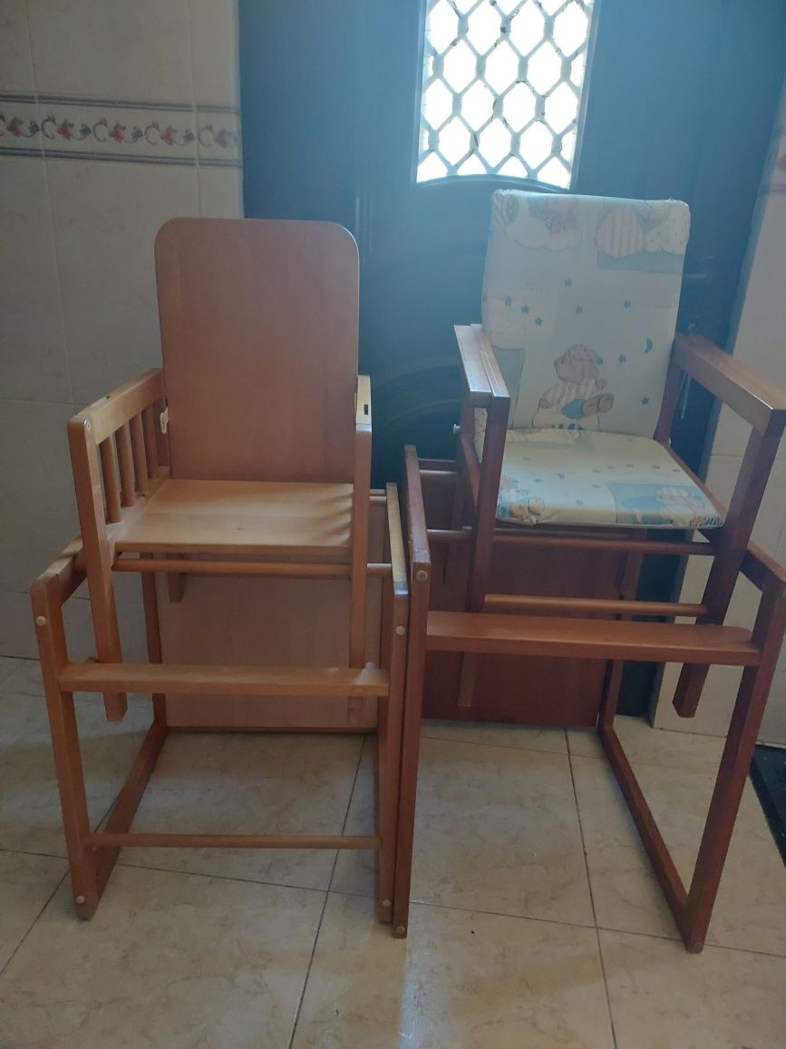 Cadeiras, secretarias e cadeiras de alimentação