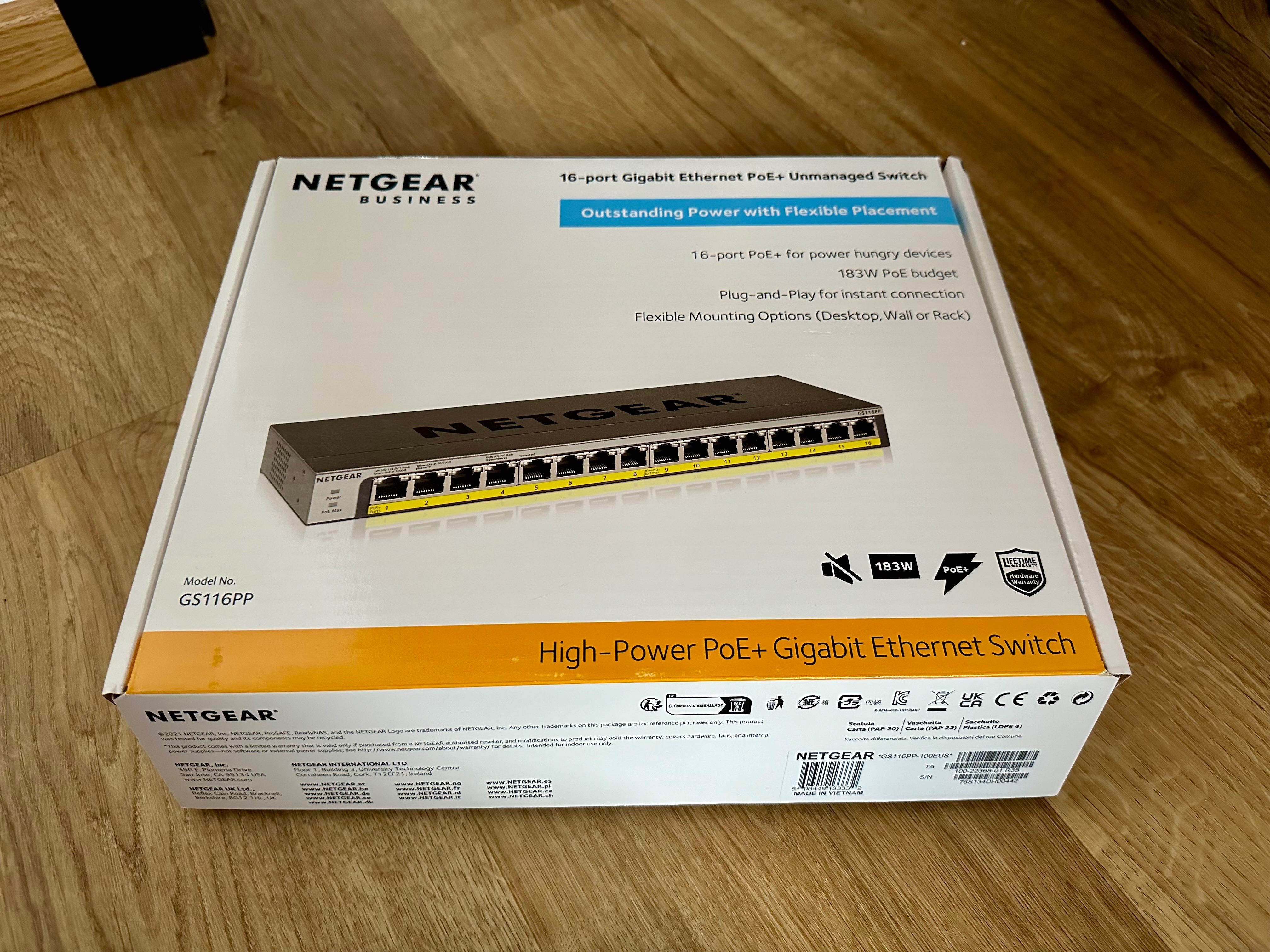 NETGEAR GS116PP switch Gigabit Ethernet (10/100/1000) z PoE