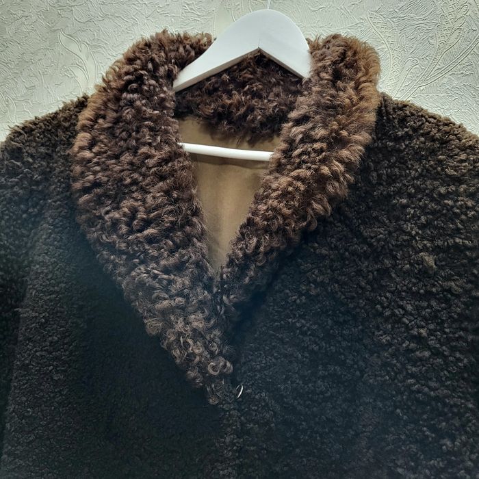 Короткая теплая женская натуральная шуба овчина полушубок Тедди L XL
