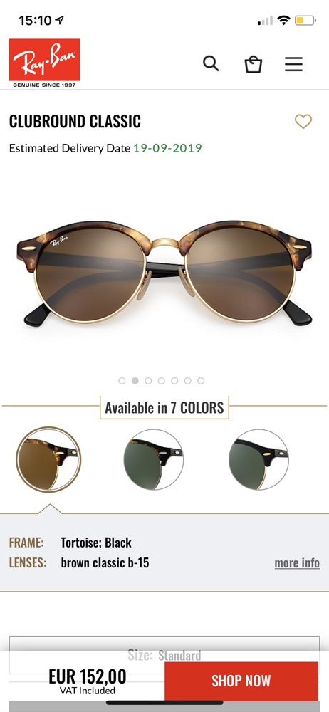 Óculos de sol RayBan modelo Clubrand classic. Originais.
