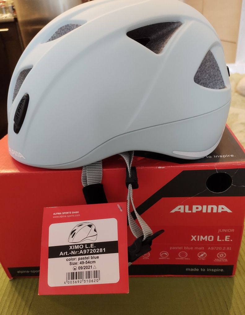 Nowy kask dziecięcy Alpina Ximo L.E. 49-54 cm Pastel blue matt