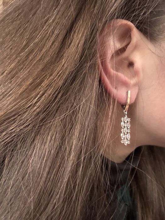 Срібні сережки 925 Золото 375 Фіаніти