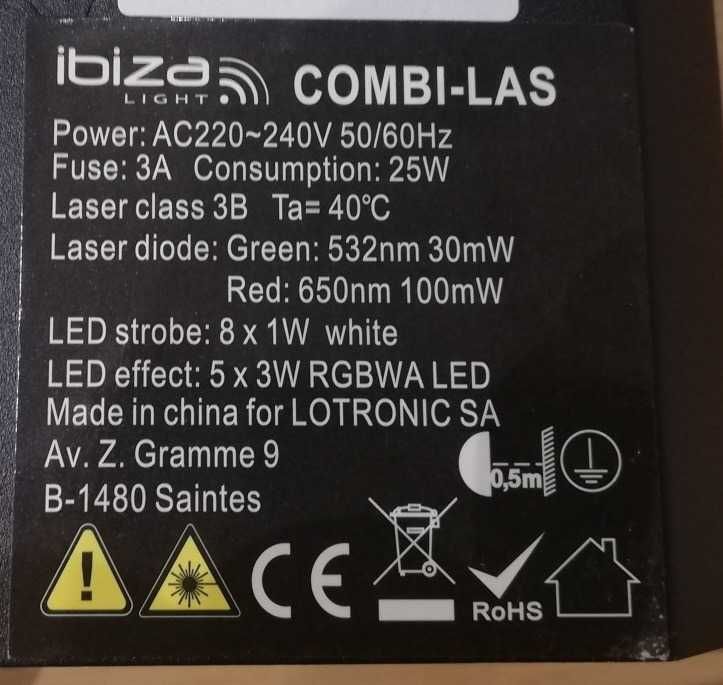 Ibiza COMBI-LAS efekt Astro-Strobo-Laser 3w1