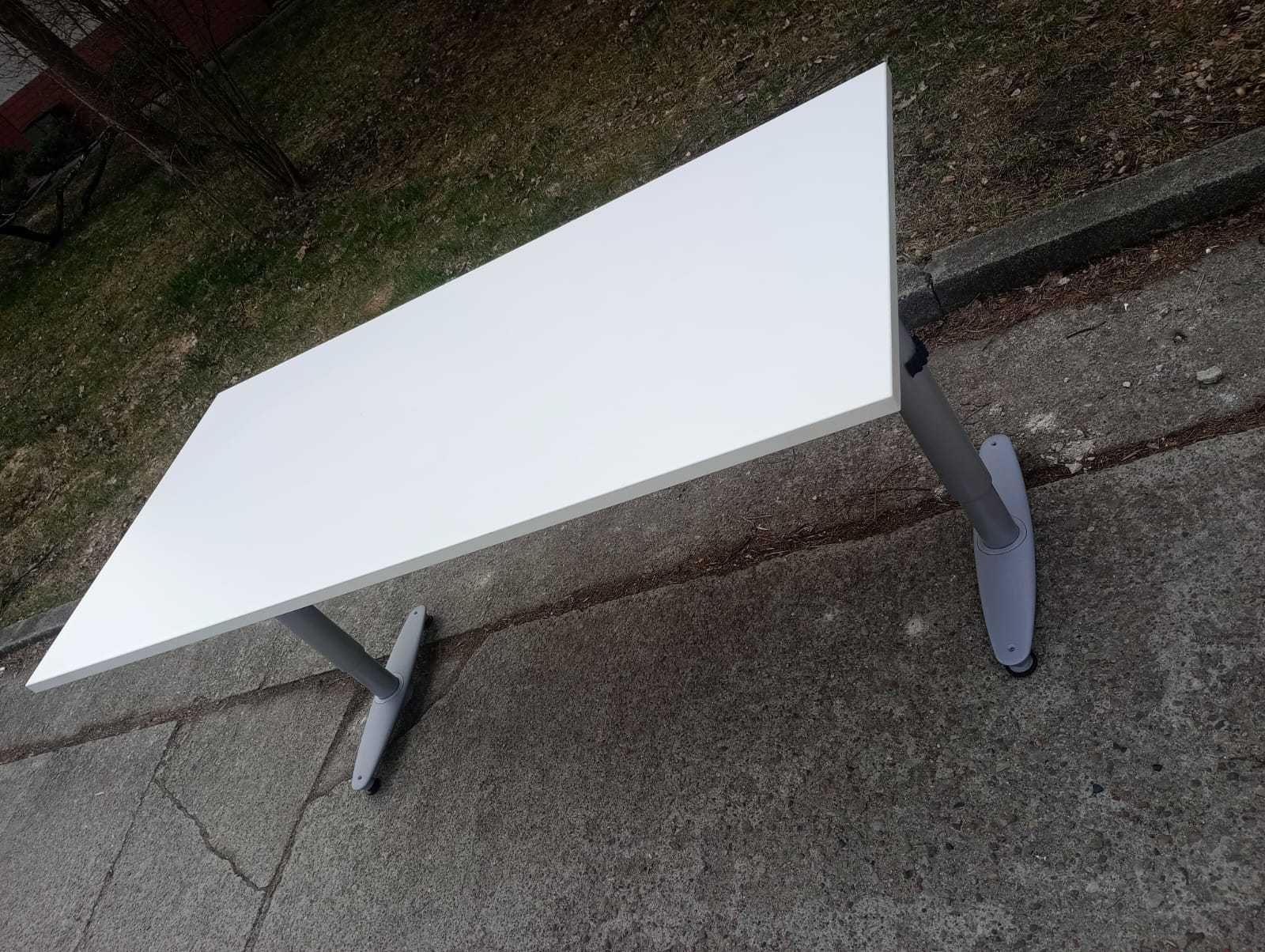 Biurko 160x80 biurka stoły białe KINNARPS regulowana h manualnie