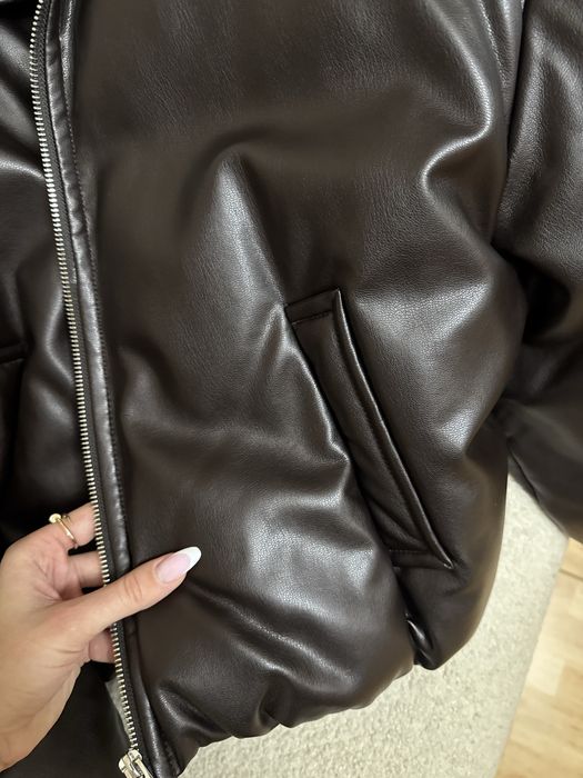 Куртка mango шкіряна шоколадна