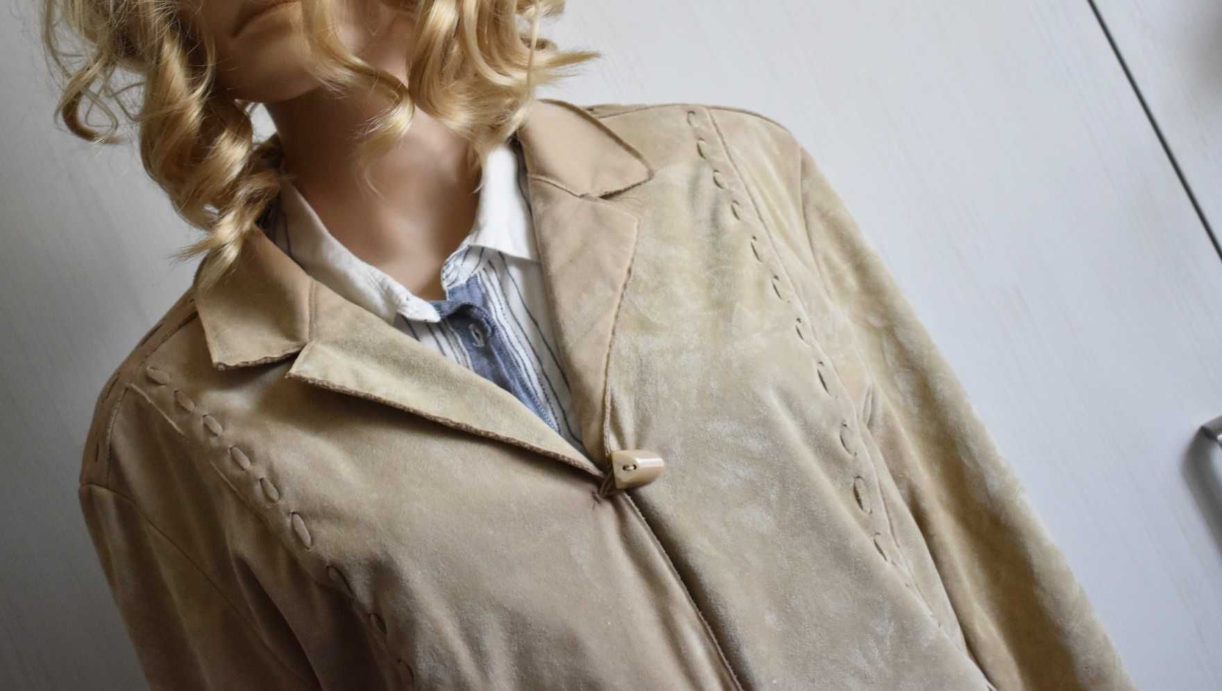Kurtka XXL 44 eko zamszowa ocieplana kożuszek XL marynarka blazer