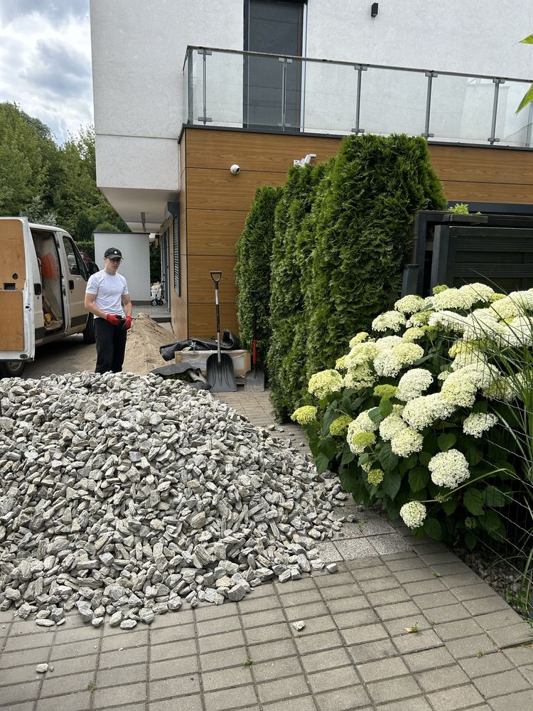 KORA KAMIENNA PŁUKANA BIGBAG Kamień Ogrodowy Gnejsowa Grys Opaska Żwir