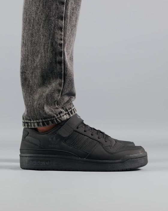 Adidas Forum low all black (натуральна матова шкіра) Нубук