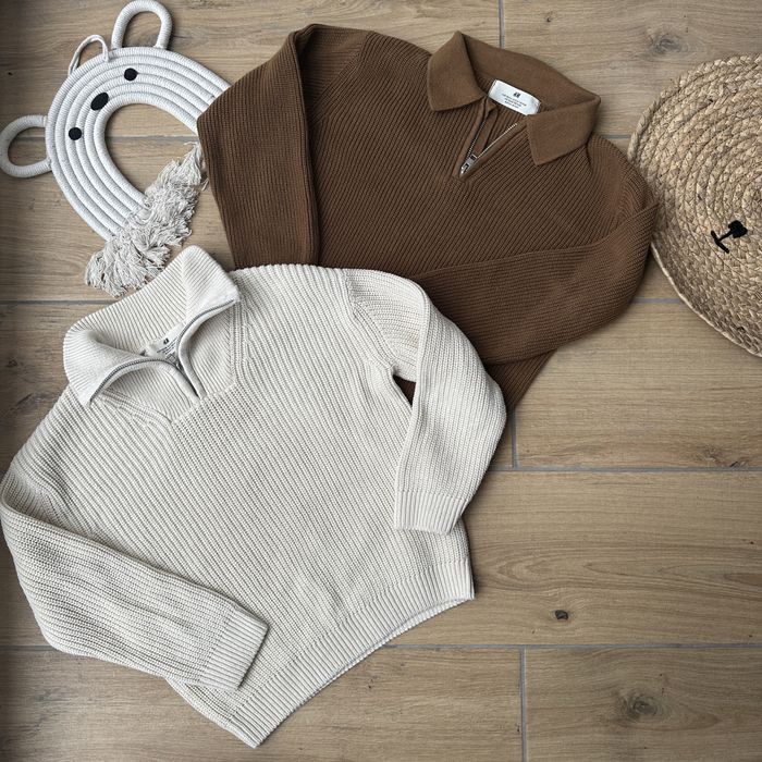 Светр поло для хлопчика на блицкавці H&M шоколадний молочний 110-116