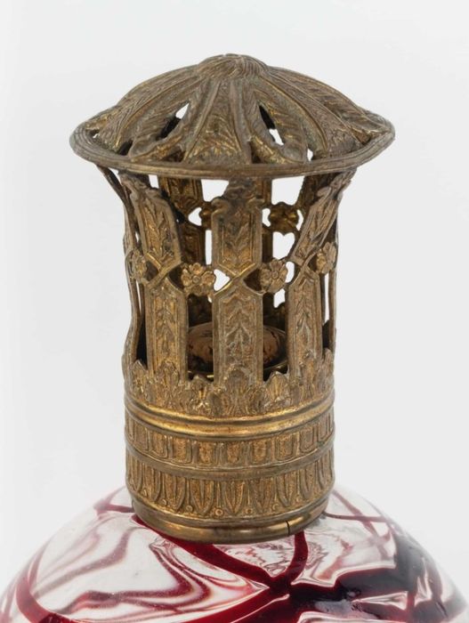 Lampa zapachowa antyczna szkło i mosiądz XIX w.