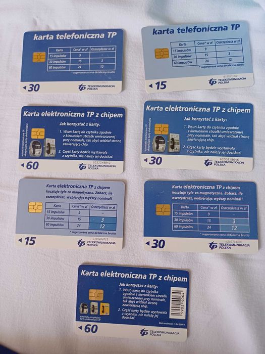 Stare karty telefoniczne TP zestaw 1