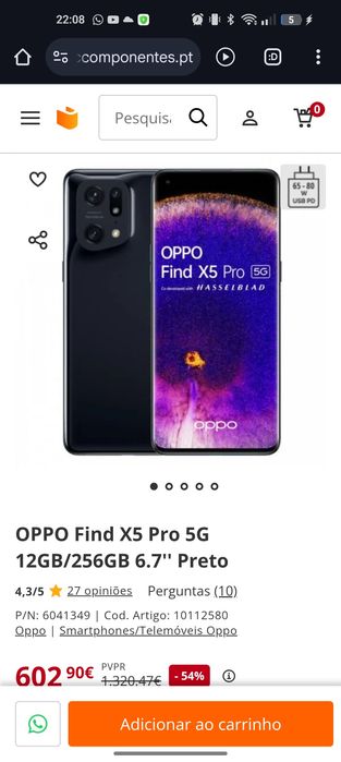 Telemovel OPPO X5 pro - muito bom estado