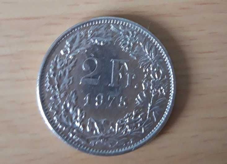 Монета 2 франка 1975 г. Швейцария  2 Fr. перевертыш