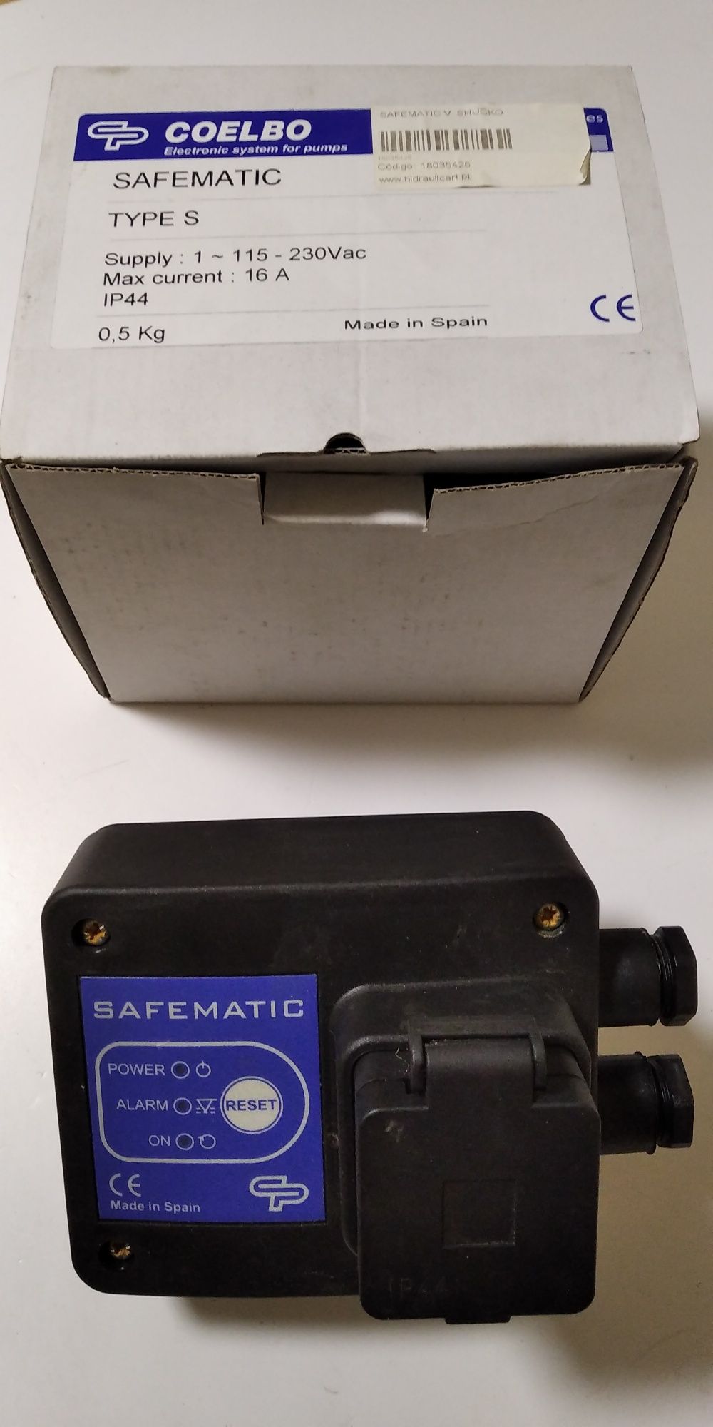 Sistema electrónico para protecção  de bomba marca Safematic.