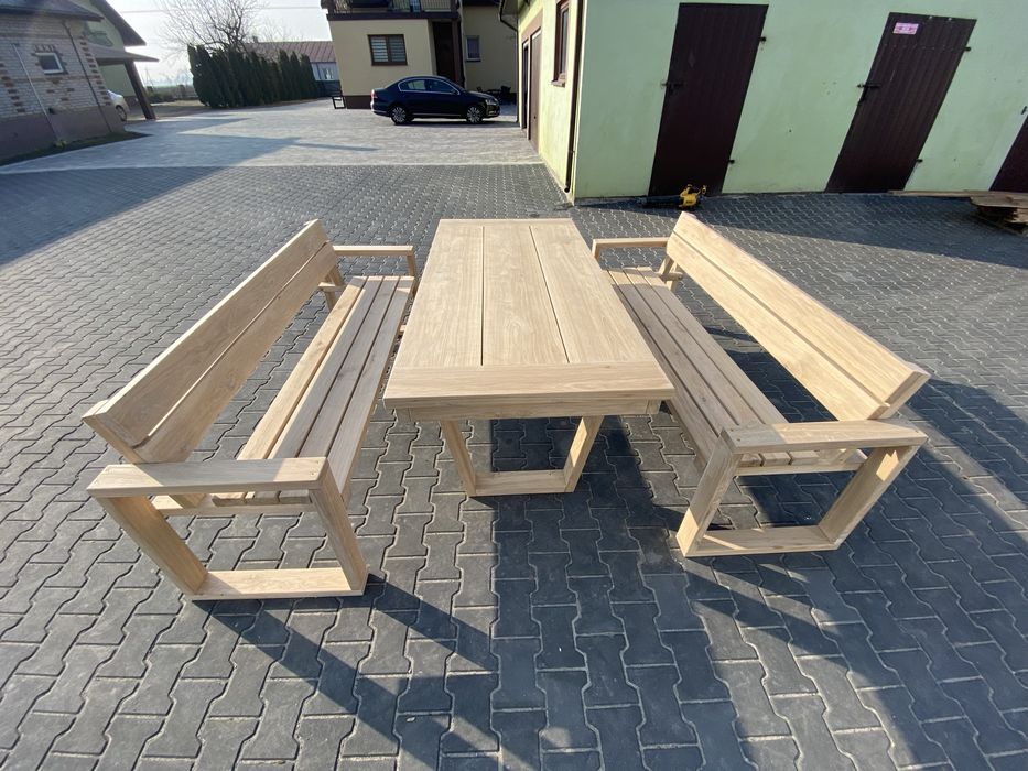 Stół z ławkami dąb komplet