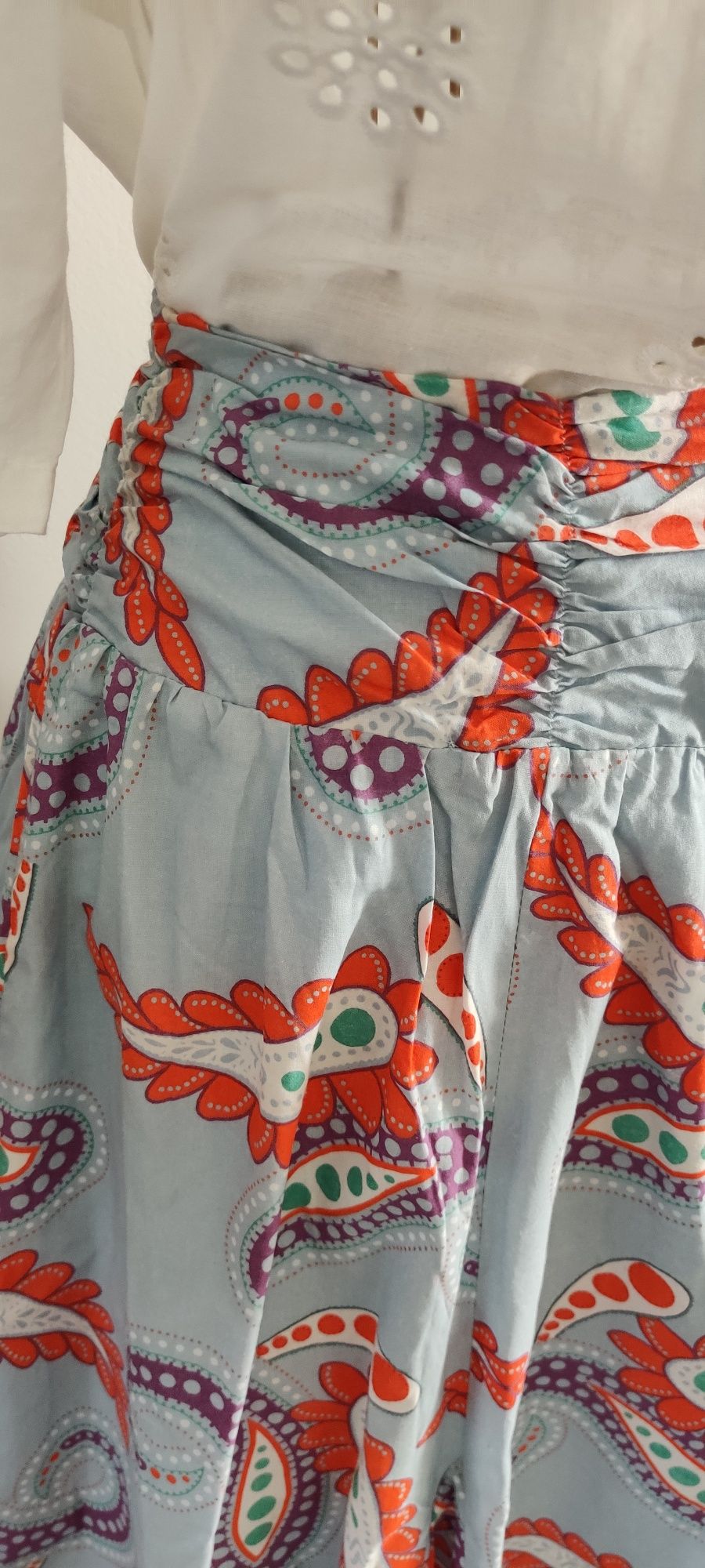 Kolorowa rozkloszowana spódnica z bawełny rozm 44