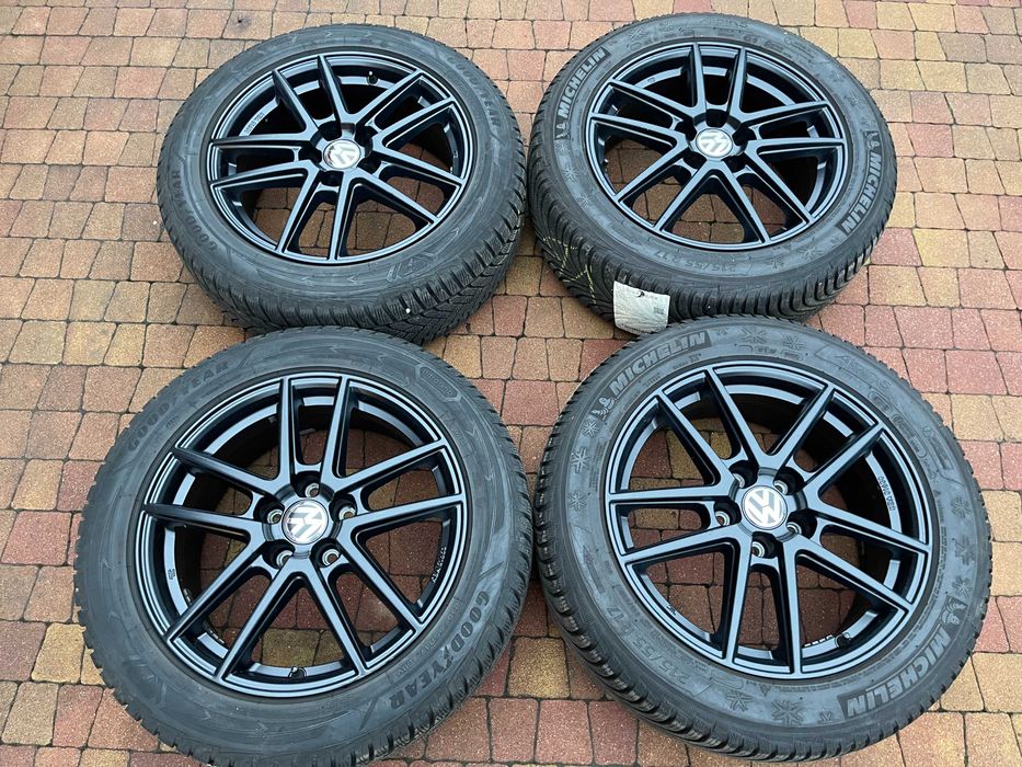 3657. Koła letnie Vw Tiguan I 5x112 czarne 215/60/17 nowe opony 2023r