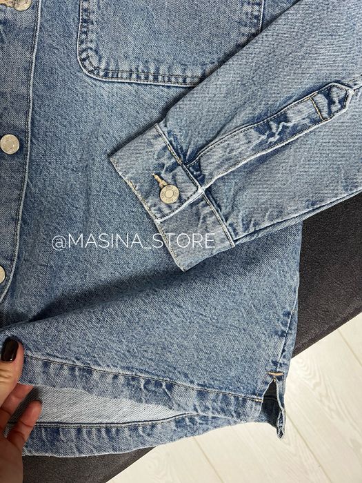 Джинсова куртка сорочка Zara XS, S Зара синя блакитна