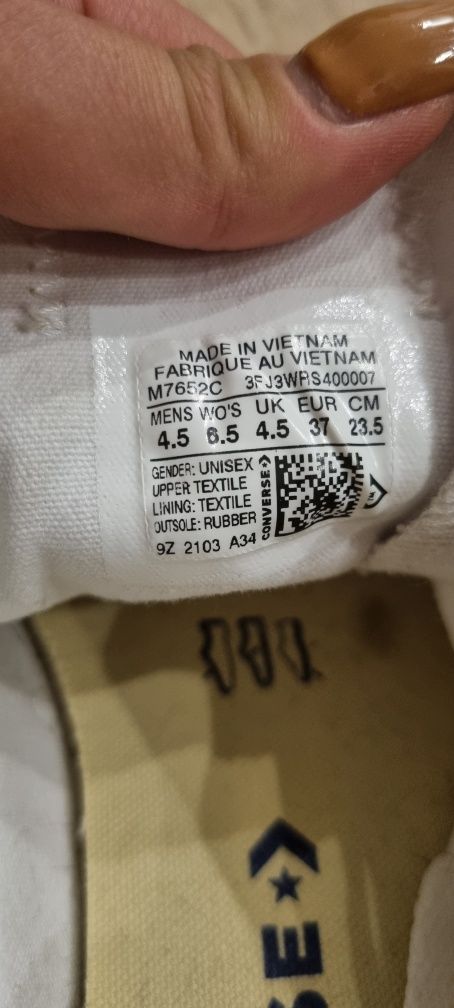 Converse all star rozmiar 37 białe