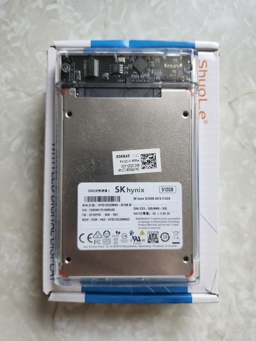 SSD SK Hynix SC300B SATA 512GB MLC 100% здоров'я з кишенею USB3.0
