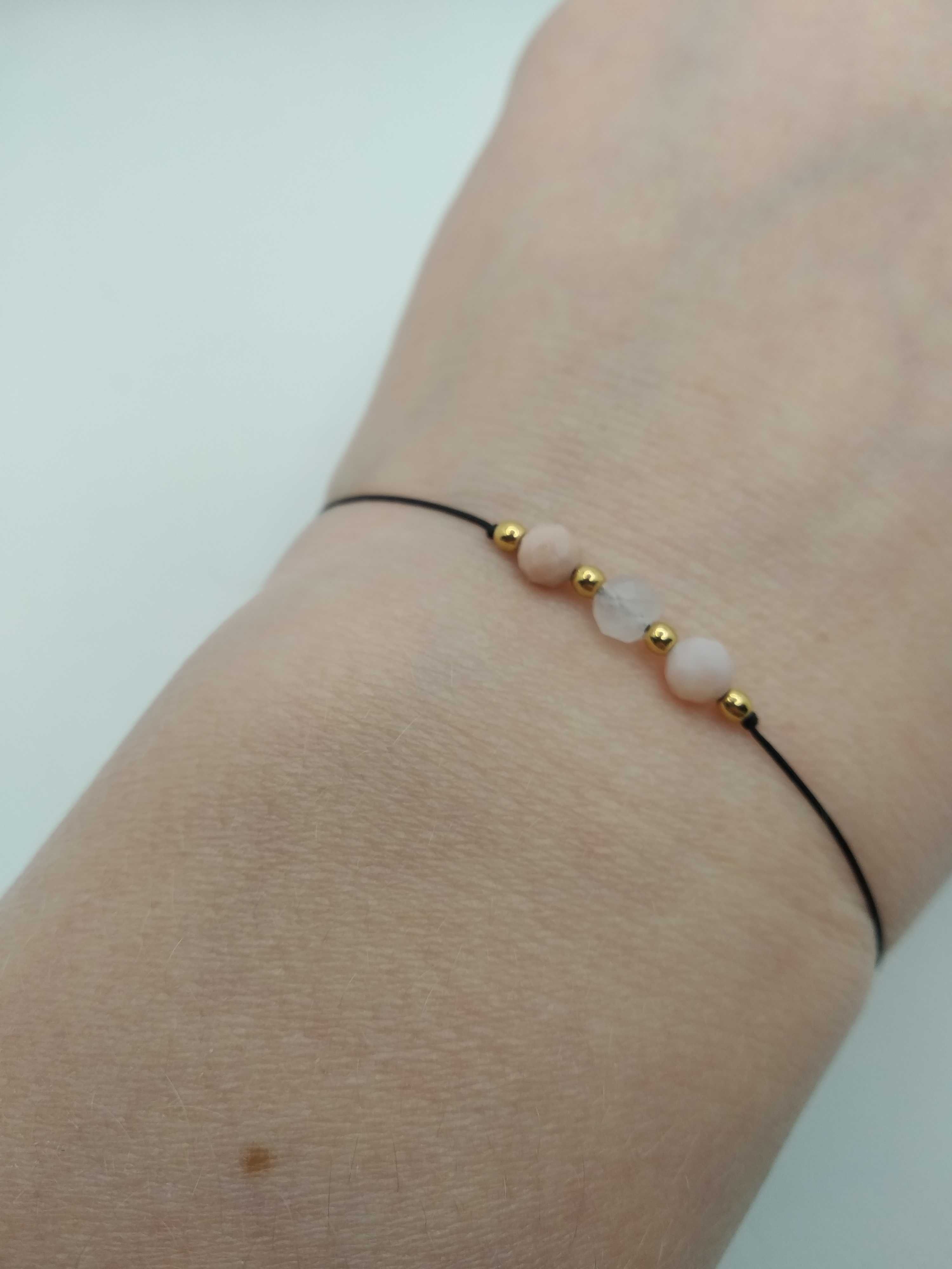 Nowa bransoletka z kamieni naturalnych - opal, różowy kwarc