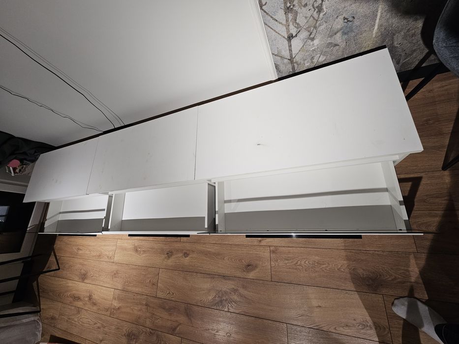 Duża szafka RTV 300 cm (3 segmenty) Biała + Transport Tychy GRATIS