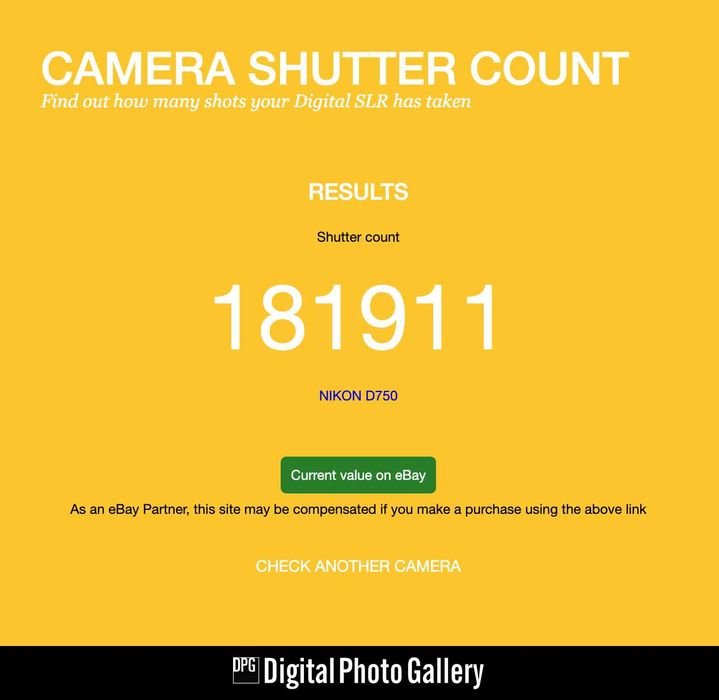Nikon D750 com ~180k disparos