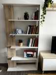 Estante de sala com prateleiras branco/carvalho