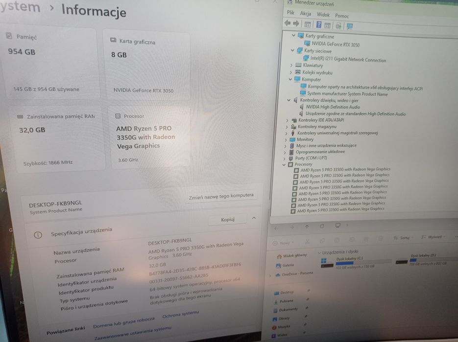Komputer ASUS X470-PRO Ryzen5 GeForce NViDiA RTX-8GB RAM32GB M2-1TB!