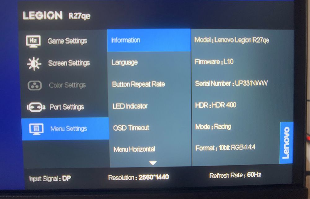 Monitor Ecrã Gaming Lenovo R27qe 27 polegadas 180Hz 2k QHD