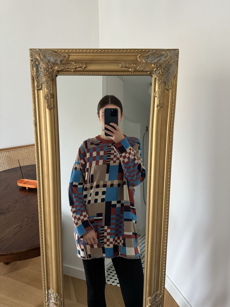 Brązowy czekoladowy sweter S 36 100% bawełna oversize COS