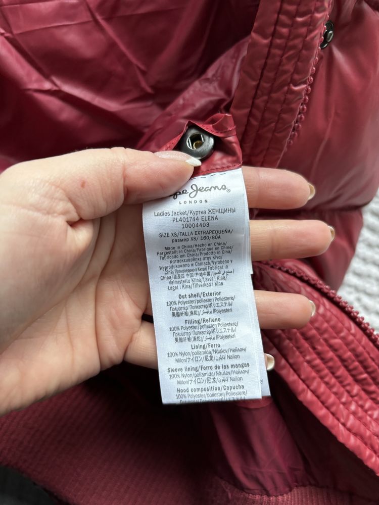 Pepe jeans kurtka puchowa zimowa xs czerwona modna zima