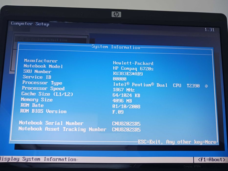 Portátil HP Compaq 6720s