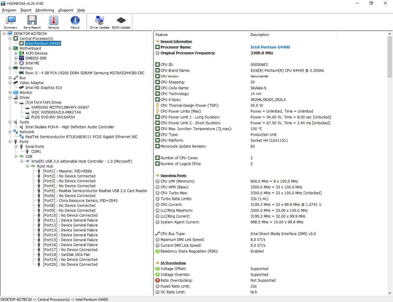 Lenovo S510 Type 10KW, Intel G4400 3,3GHz, 4GB DDR4, SSD+HDD, WIN10Pro