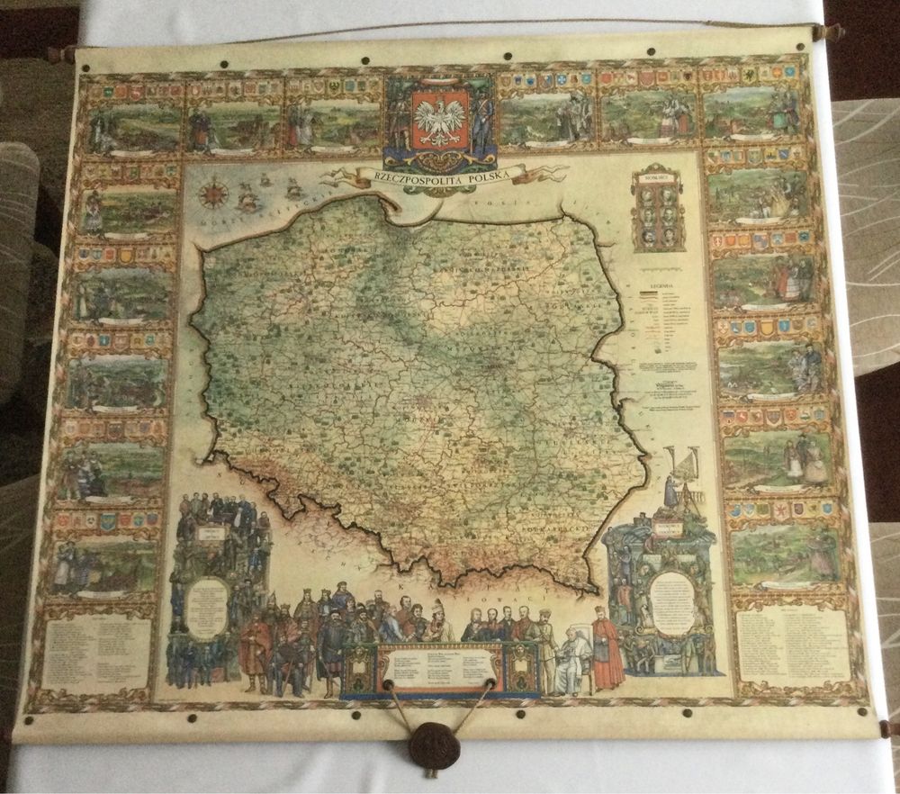 Ozdobna. mapa Polski - Pergamena