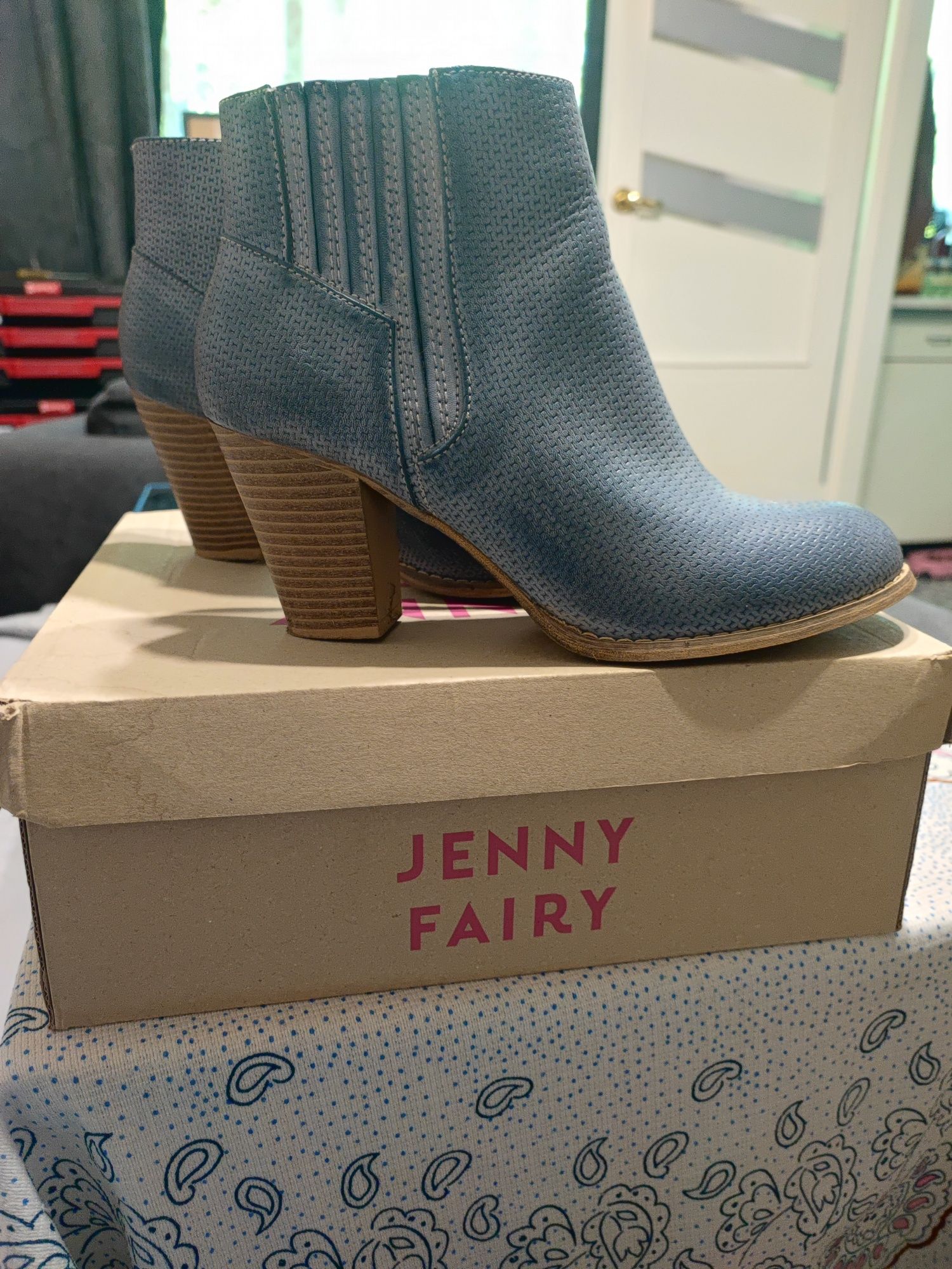 Wiosenne botki ekoskora, kolor jeans, Jenny Fairy, r. 39