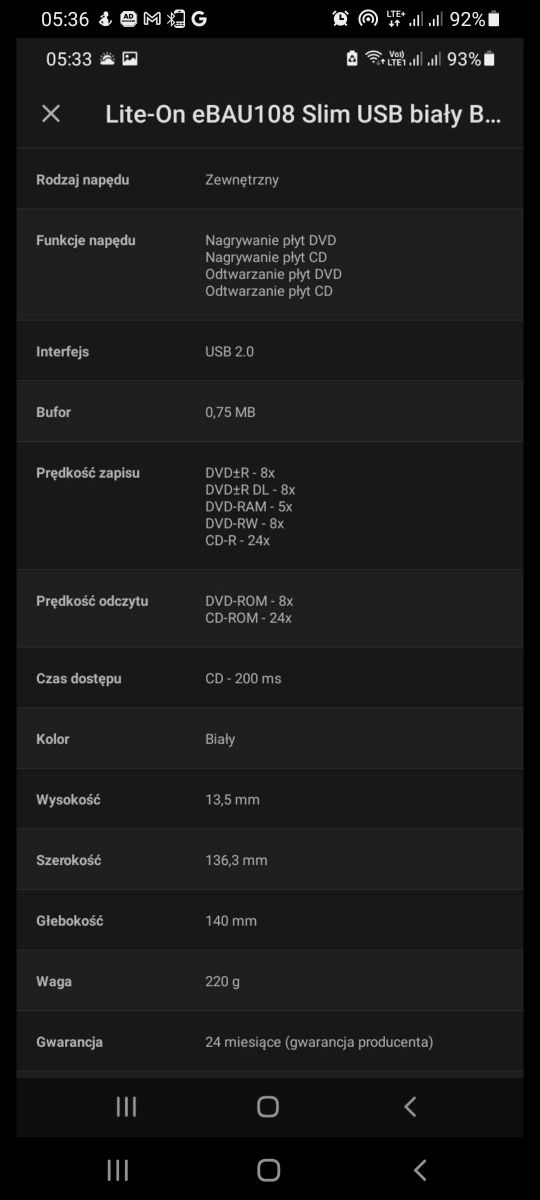 Nagrywarka DVD -RV CD-ROM zewnętrzna ultra slim usb 3.0 box najnowszy