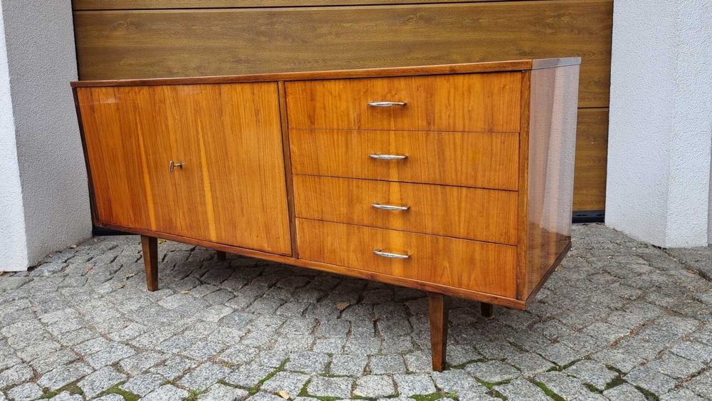 Komoda Sideboard Design PRL Lata 60 Fornir