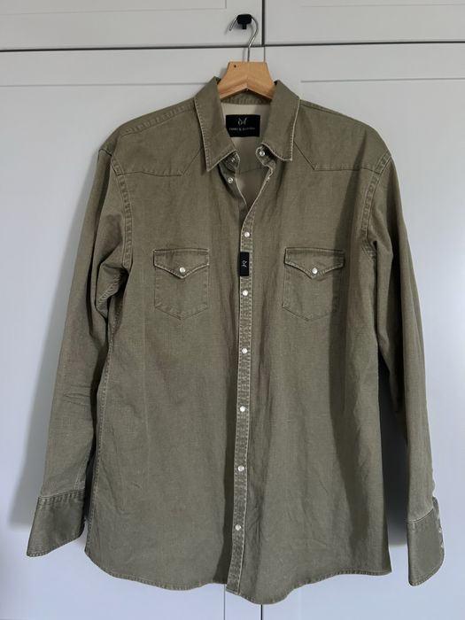 Koszula męska Guns & Tuxedos by Czapul oliwkowa projektant slim fit