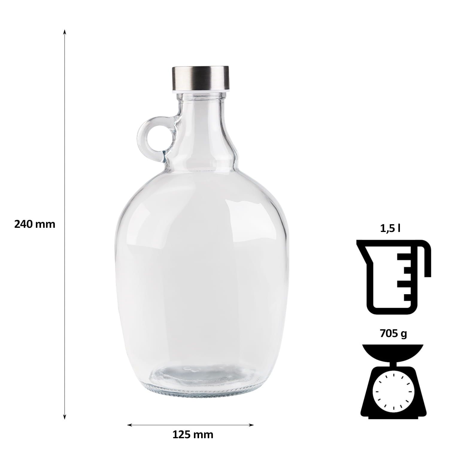 6x butelka szklana GALON 1,5 l na nalewki, wino, bimber, soki