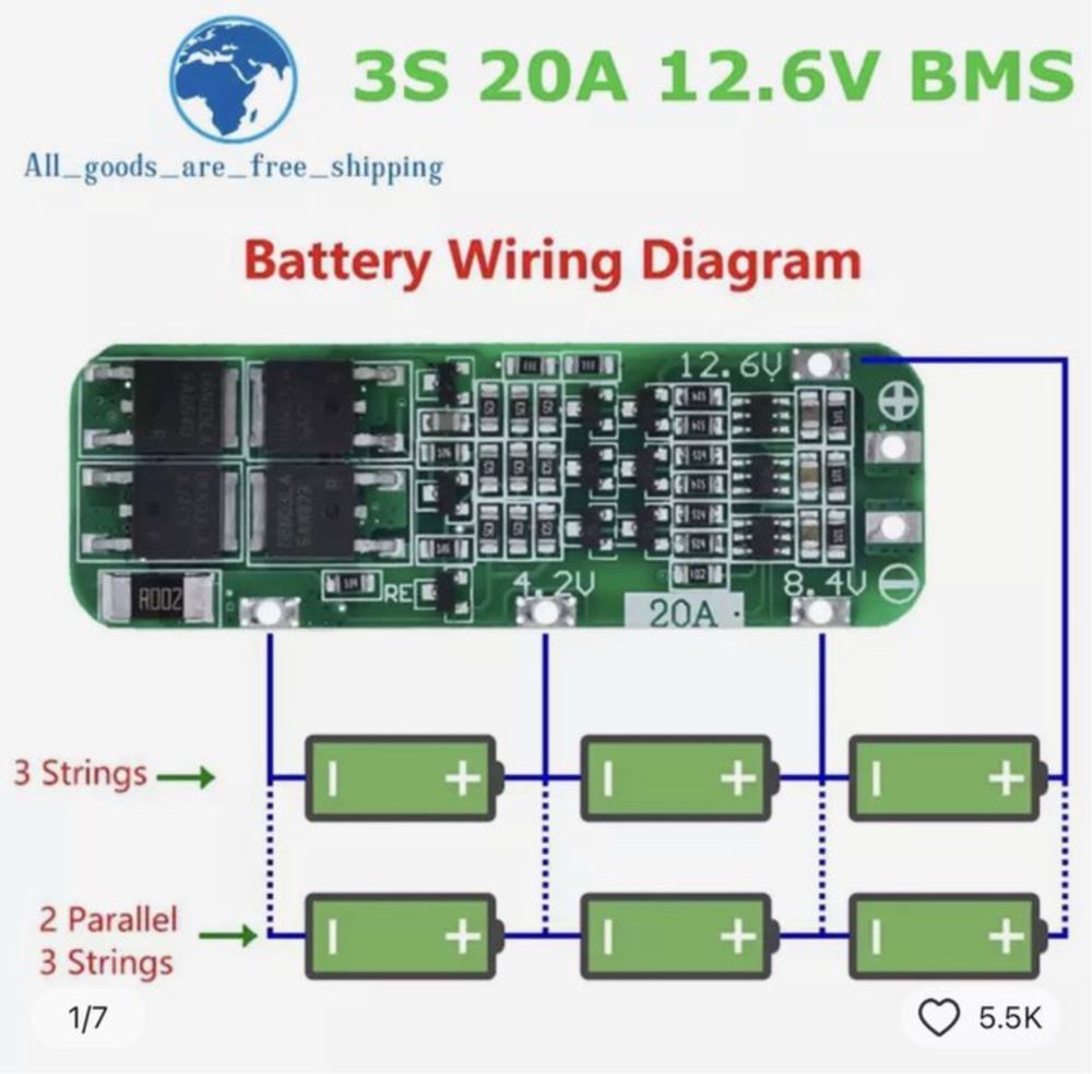 Плата bms 5s 100a 21v балансировочная
