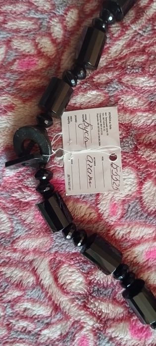 Намисто з натурального каменю Агат та Чеський кришталь, довжина 70 см.