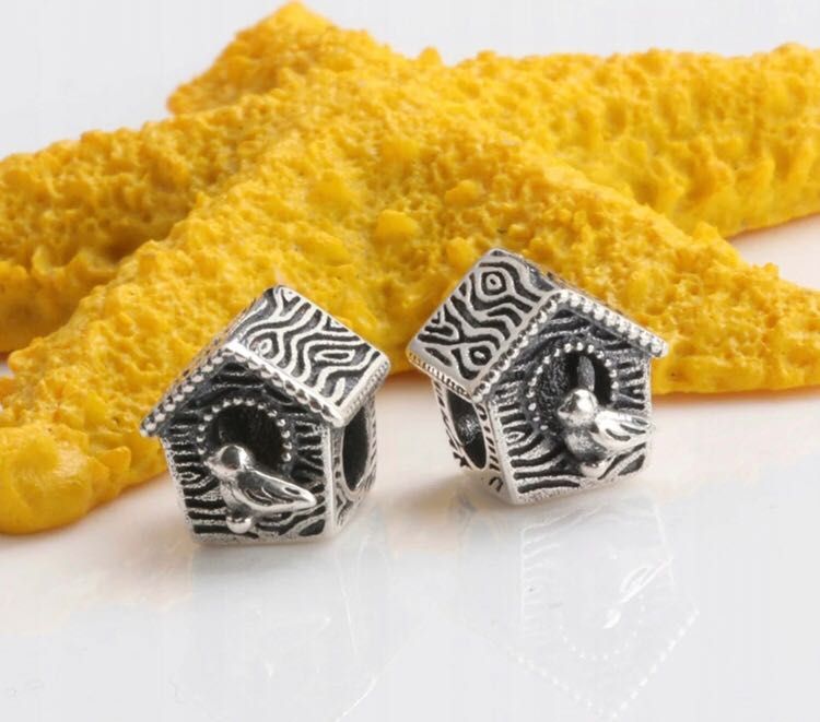 charms do pandora budka ptak dom domek srebrny beads moments