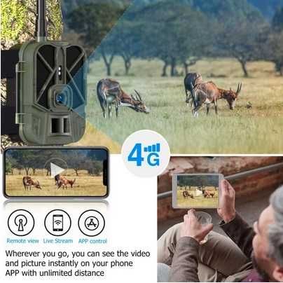 Câmara de caça portátil 4G PRO com bateria - APP imagem em tempo real