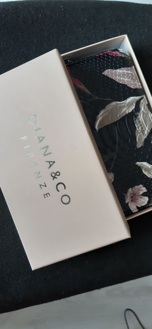 Włoski portfel Diana&Co kwiatowy/ elegancki NOWE