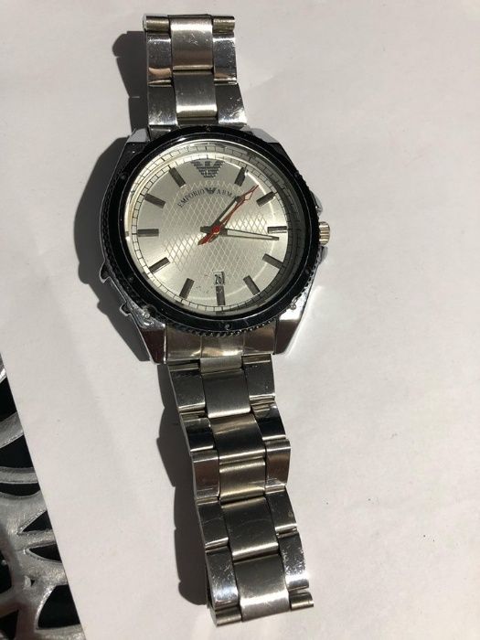 zegarek armani używany bransoleta srebny watch